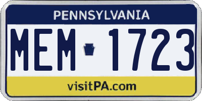 PA license plate MEM1723