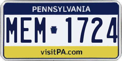PA license plate MEM1724