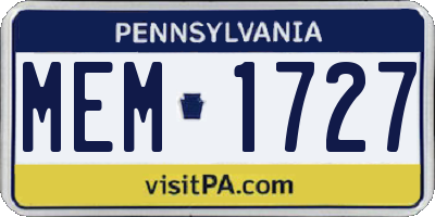 PA license plate MEM1727