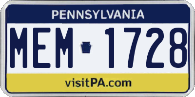PA license plate MEM1728
