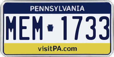 PA license plate MEM1733