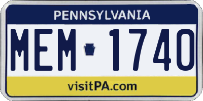 PA license plate MEM1740
