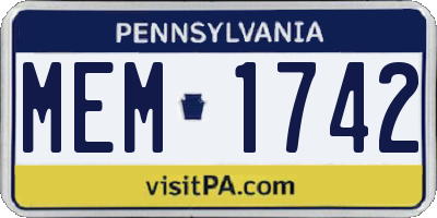 PA license plate MEM1742
