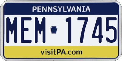 PA license plate MEM1745
