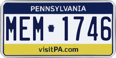 PA license plate MEM1746