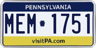 PA license plate MEM1751