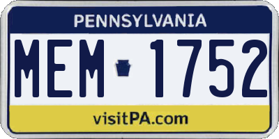 PA license plate MEM1752