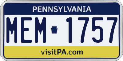 PA license plate MEM1757