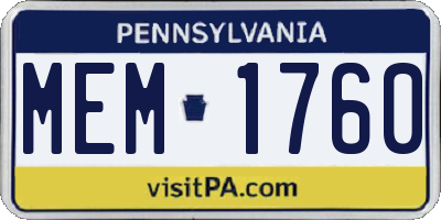PA license plate MEM1760
