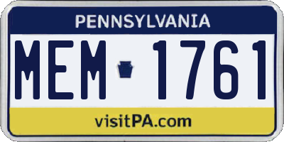 PA license plate MEM1761