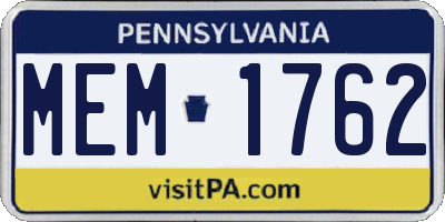 PA license plate MEM1762