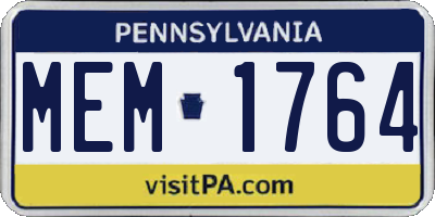 PA license plate MEM1764