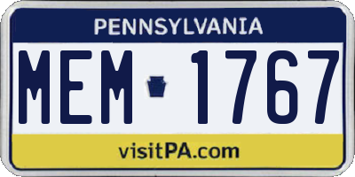 PA license plate MEM1767