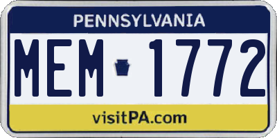 PA license plate MEM1772
