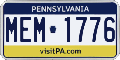 PA license plate MEM1776
