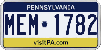 PA license plate MEM1782
