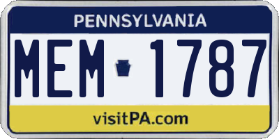 PA license plate MEM1787