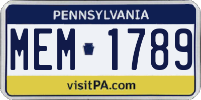 PA license plate MEM1789