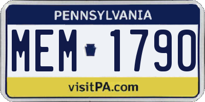 PA license plate MEM1790