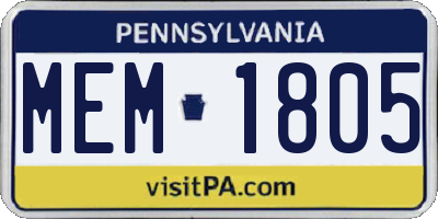 PA license plate MEM1805