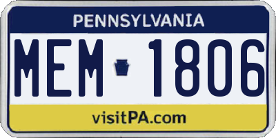 PA license plate MEM1806