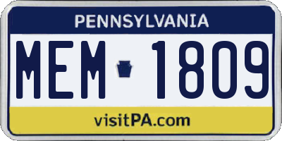 PA license plate MEM1809