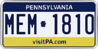PA license plate MEM1810