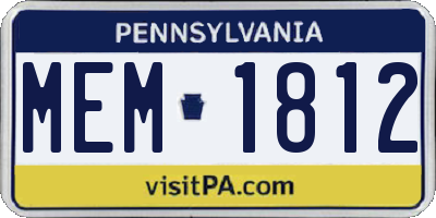 PA license plate MEM1812