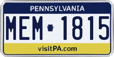 PA license plate MEM1815