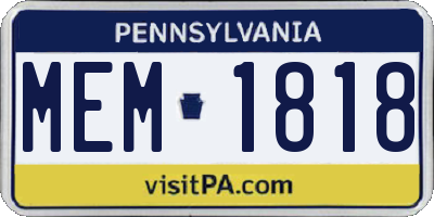 PA license plate MEM1818