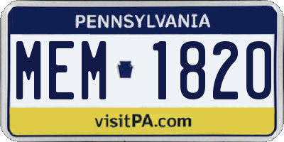PA license plate MEM1820