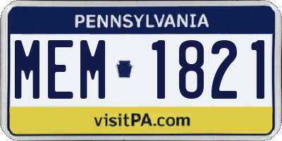PA license plate MEM1821