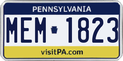 PA license plate MEM1823