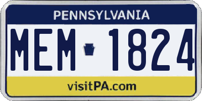 PA license plate MEM1824