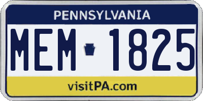 PA license plate MEM1825