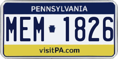 PA license plate MEM1826