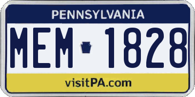 PA license plate MEM1828