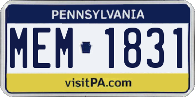 PA license plate MEM1831