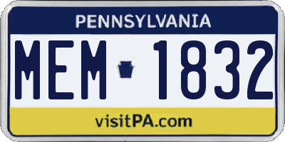 PA license plate MEM1832
