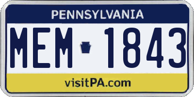PA license plate MEM1843