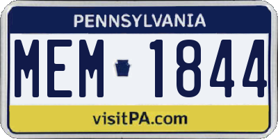 PA license plate MEM1844
