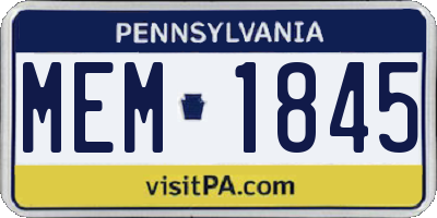 PA license plate MEM1845