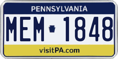 PA license plate MEM1848