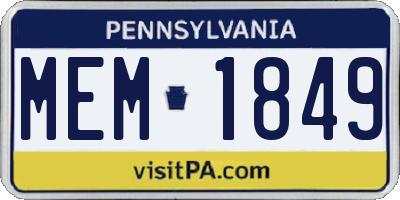 PA license plate MEM1849