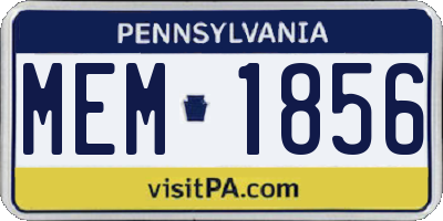 PA license plate MEM1856