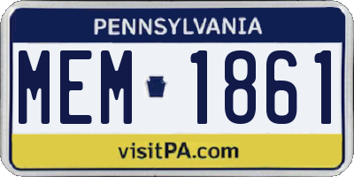 PA license plate MEM1861
