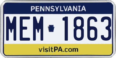 PA license plate MEM1863