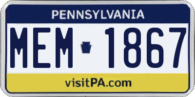 PA license plate MEM1867