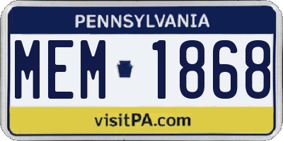 PA license plate MEM1868