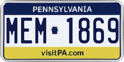 PA license plate MEM1869